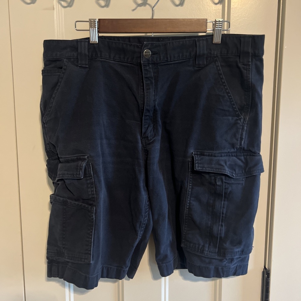 Carhartt Rugged Flex Relaxed Fit Canvas Cargo Work Shorts - Navy - 38